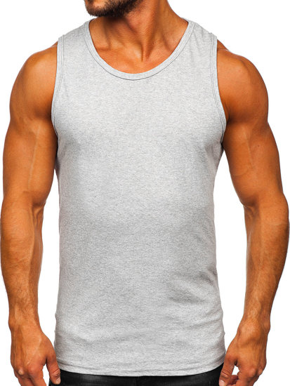 Maglietta tank top senza stampa da uomo grigia Bolf 1205-1