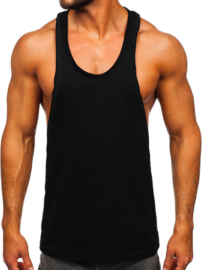 Maglietta tank top senza stampa da uomo nera Bolf 1245