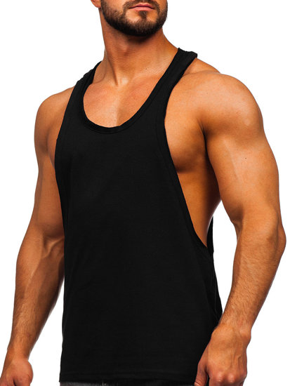 Maglietta tank top senza stampa da uomo nera Bolf 1245