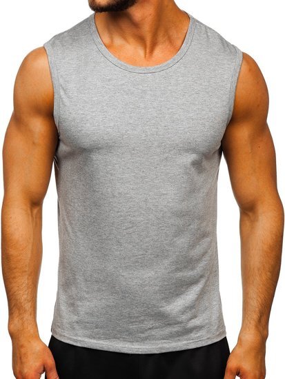 Maglietta tank top senza stampa grigia Bolf 99001