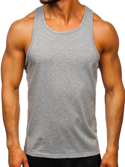 Maglietta tank top senza stampa grigia Bolf 99002