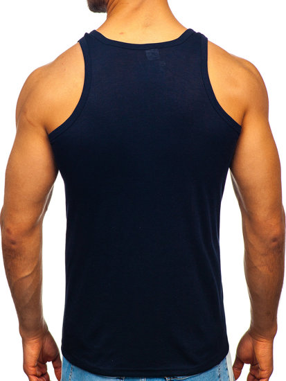 Maglietta tipo tank top senza stampa blu Bolf NB001