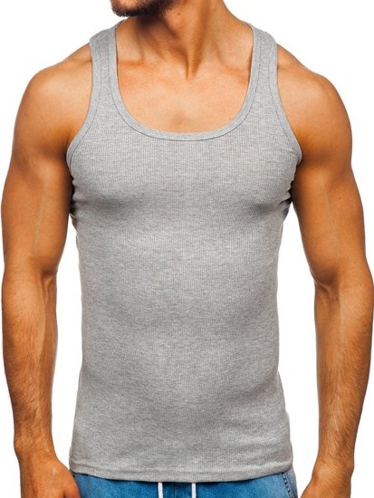 Maglietta tipo tank top senza stampa  grigia Bolf NB002