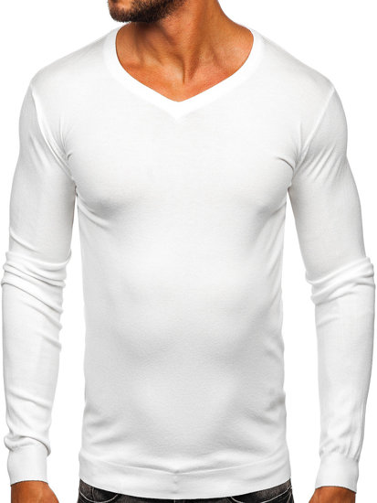 Maglione a scollo V da uomo bianco Bolf MMB601