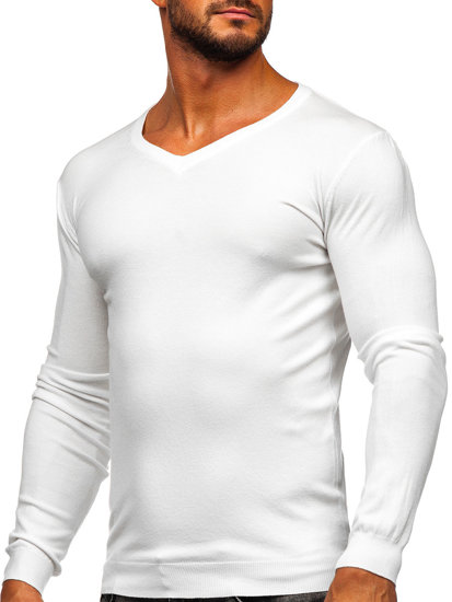 Maglione a scollo V da uomo bianco Bolf MMB601