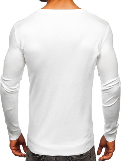 Maglione a scollo V da uomo bianco Bolf MMB601