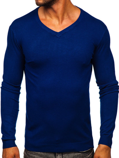 Maglione a scollo V da uomo blu Bolf MMB601