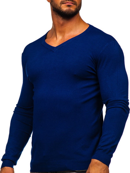 Maglione a scollo V da uomo blu Bolf MMB601