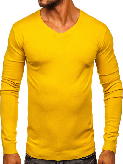 Maglione a scollo V da uomo giallo Bolf MMB601