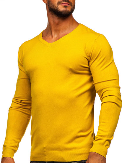 Maglione a scollo V da uomo giallo Bolf MMB601