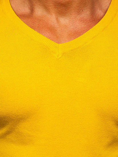 Maglione a scollo V da uomo giallo Bolf MMB601