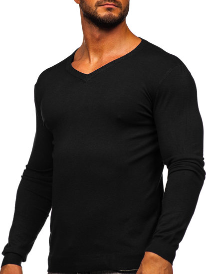 Maglione a scollo V da uomo nero Bolf MMB601