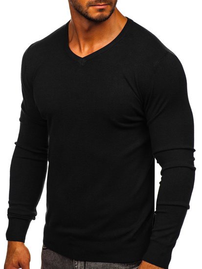 Maglione a scollo V da uomo nero Bolf YY03