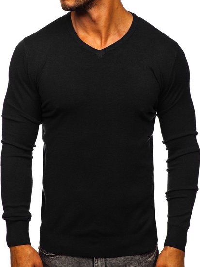 Maglione a scollo V da uomo nero Bolf YY03