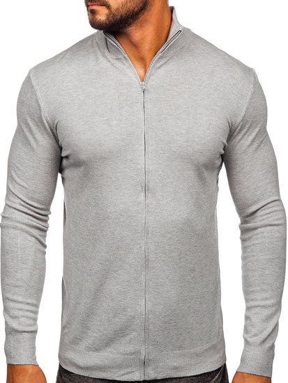 Maglione a zip da uomo grigio Bolf MM6004