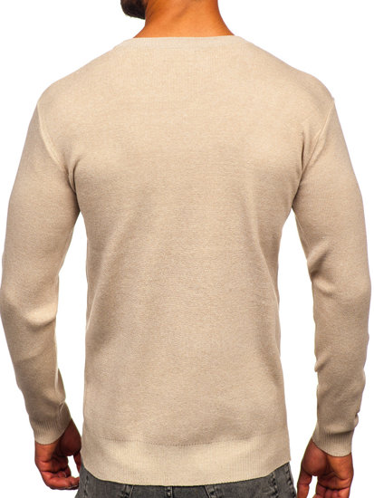 Maglione basic con scollo a V da uomo beige Bolf S8530