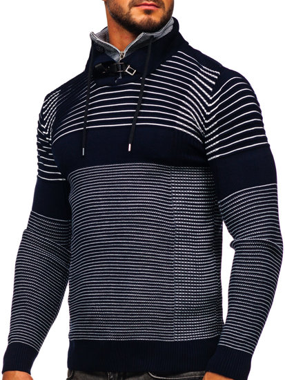 Maglione con colletto rialzato da uomo blu Bolf 1038