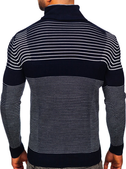 Maglione con colletto rialzato da uomo blu Bolf 1038