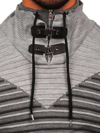 Maglione con colletto rialzato da uomo grigio Bolf 1008