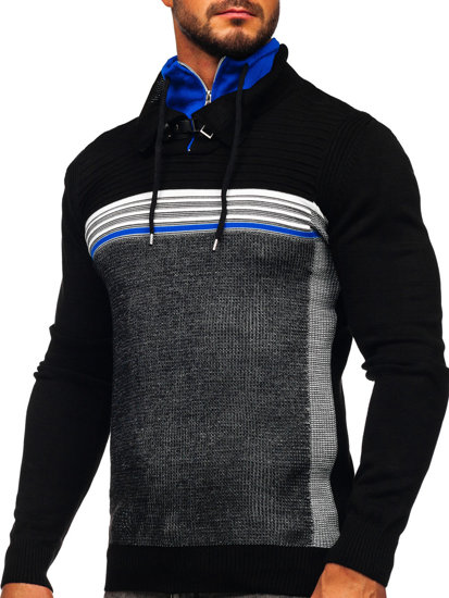 Maglione con colletto rialzato da uomo nero Bolf 1051