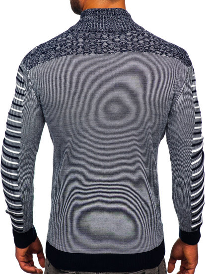 Maglione con collo alto da uomo blu Bolf 1028