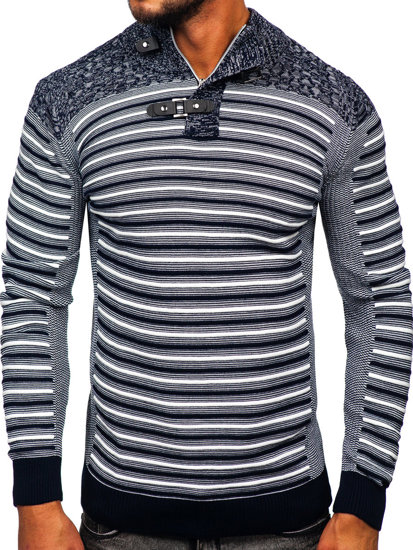 Maglione con collo alto da uomo blu Bolf 1028