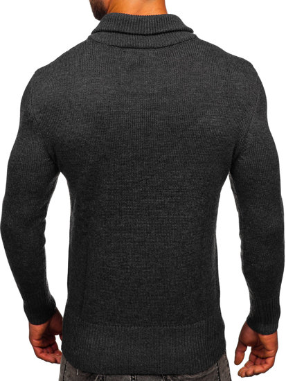 Maglione con collo alto da uomo grafite Bolf MM6018