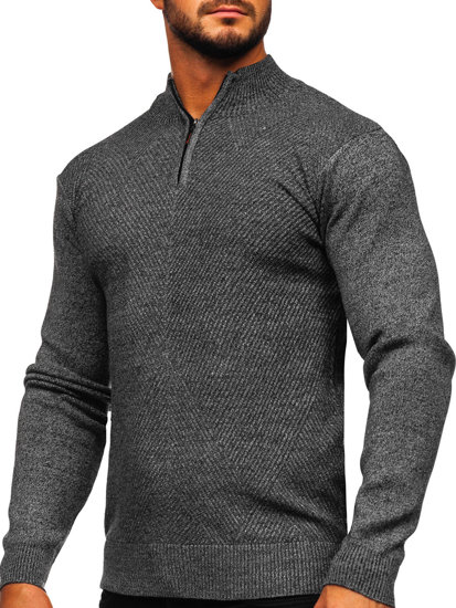 Maglione con collo alto da uomo grafite Bolf S8205