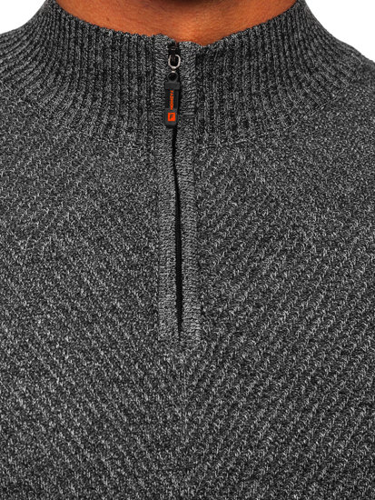 Maglione con collo alto da uomo grafite Bolf S8205