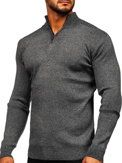 Maglione con collo alto da uomo grafite Bolf S8279