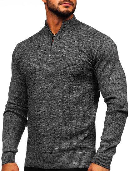 Maglione con collo alto da uomo grigio Bolf S8206