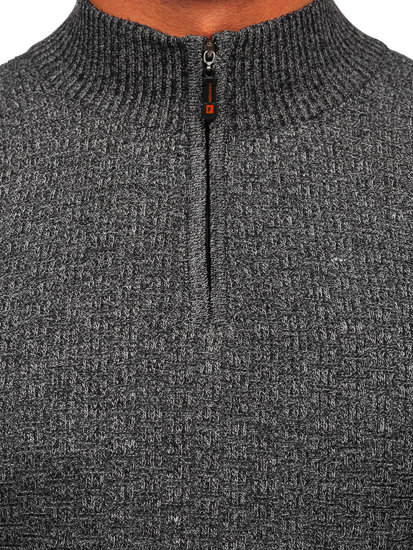 Maglione con collo alto da uomo grigio Bolf S8206