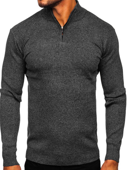 Maglione con collo alto da uomo nero Bolf S8274