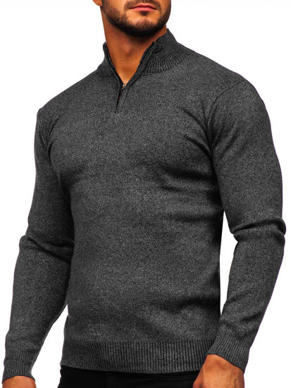 Maglione con collo alto da uomo nero Bolf S8274