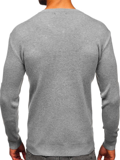 Maglione con scollo a V basic da uomo grigio Bolf S8533