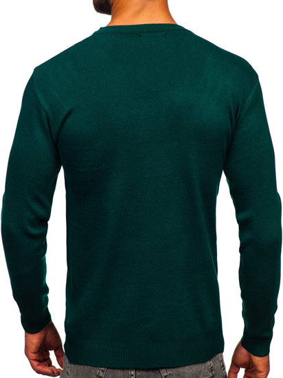 Maglione con scollo a V basic da uomo verde Bolf S8533