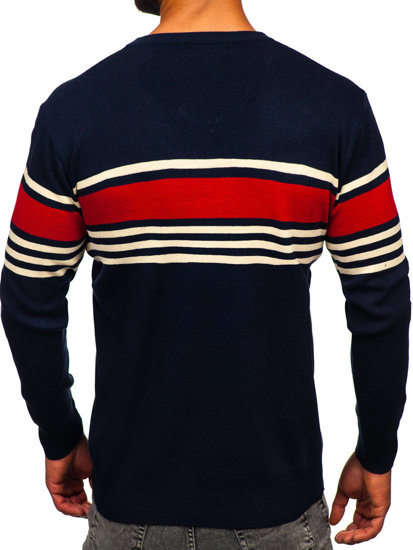 Maglione con scollo a V da uomo blu Bolf S8536