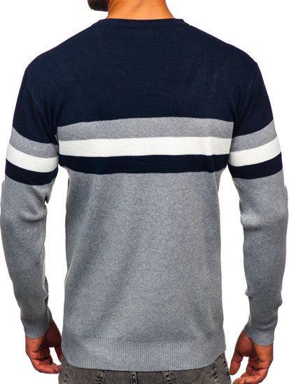 Maglione con scollo a V da uomo grigio Bolf S8535