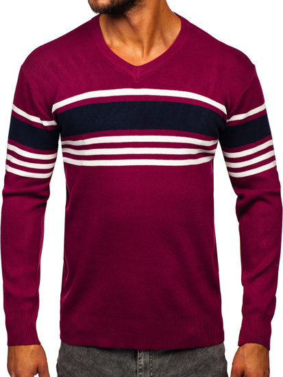 Maglione con scollo a V da uomo viola Bolf S8536