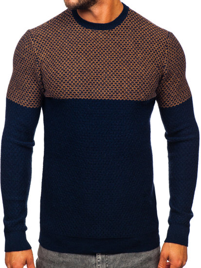 Maglione da uomo camello-blu Bolf W15-634