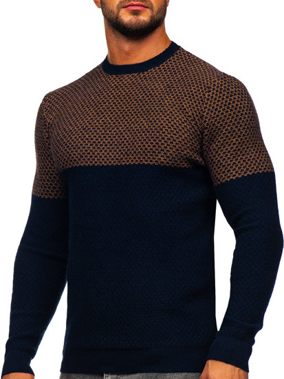 Maglione da uomo camello-blu Bolf W15-634