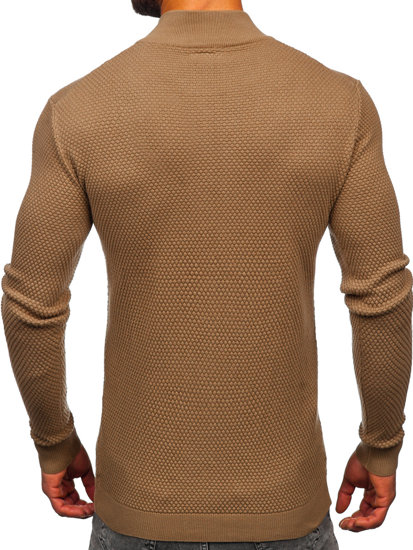 Maglione in cotone con zip da uomo camello Bolf W6-18089