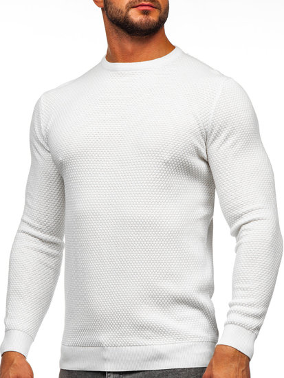 Maglione in cotone da uomo bianco Bolf W6-21344