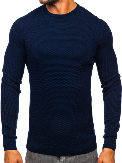 Maglione in cotone da uomo blu Bolf W6-21344