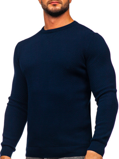 Maglione in cotone da uomo blu Bolf W6-21344