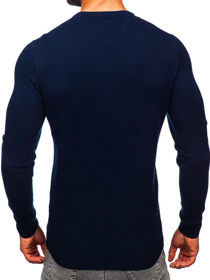 Maglione in cotone da uomo blu Bolf W6-21344