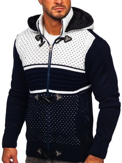 Maglione pesante a zip con cappuccio da uomo blu giacca Bolf 2047