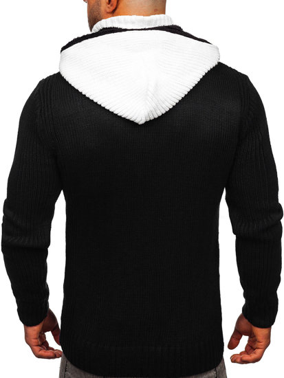 Maglione pesante a zip con cappuccio da uomo nero Bolf 2047