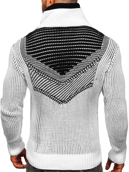 Maglione pesante con collo alto da uomo bianco Bolf 2027