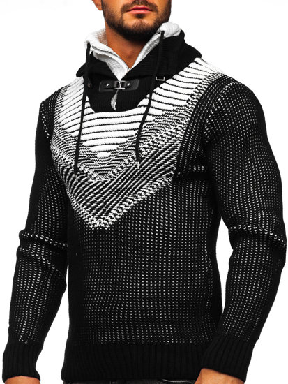 Maglione pesante con collo alto da uomo nero Bolf 2027